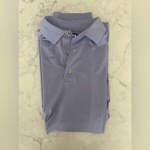 Footjoy Polo FJ Large Purple Striped Embroidered Titleist Golf Shirt EUC